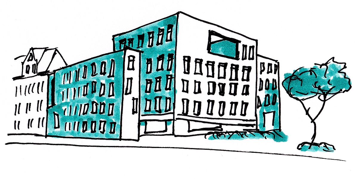 dekorative Grafik, die den Neubau der LSE zeigt